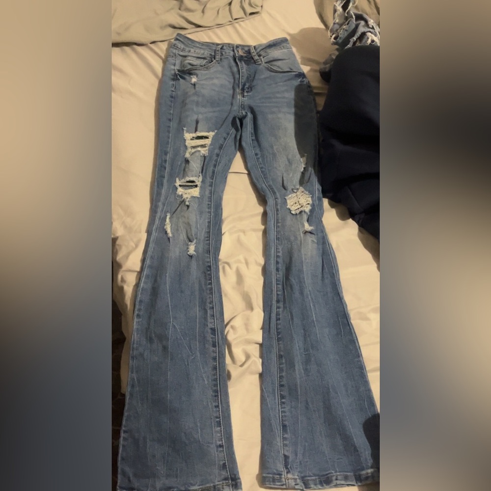 xxs petite flare jeans, shein